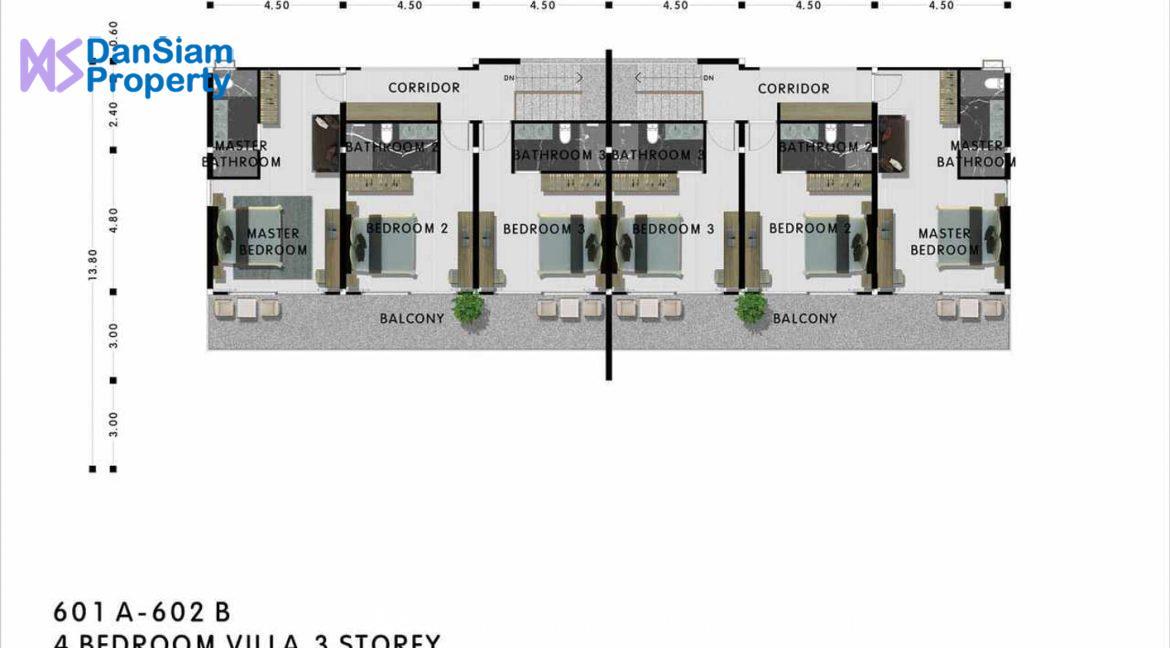 43 4-Bedroom villa floorplan (2nd floor)
