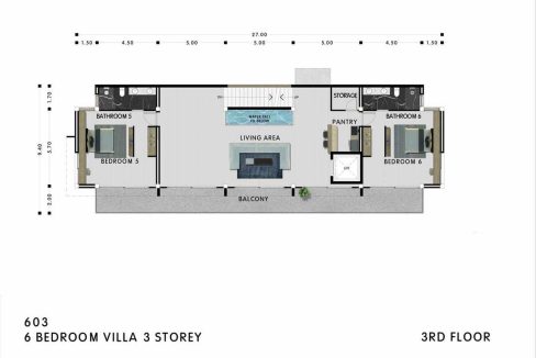 63 6-Bedroom villa floorplan (3rd floor)